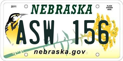 NE license plate ASW156