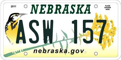 NE license plate ASW157