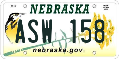 NE license plate ASW158