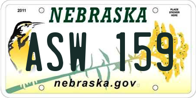 NE license plate ASW159