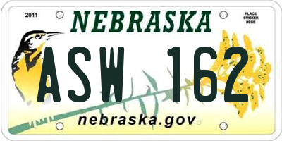 NE license plate ASW162