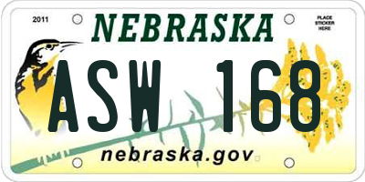 NE license plate ASW168