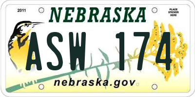 NE license plate ASW174