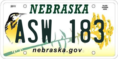 NE license plate ASW183
