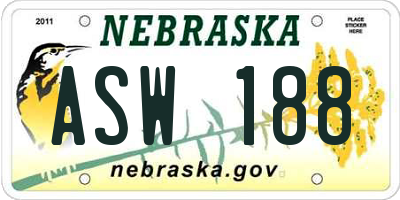NE license plate ASW188