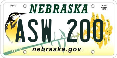 NE license plate ASW200