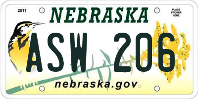 NE license plate ASW206
