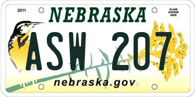 NE license plate ASW207