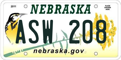 NE license plate ASW208