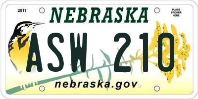 NE license plate ASW210