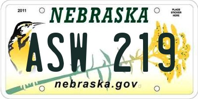 NE license plate ASW219