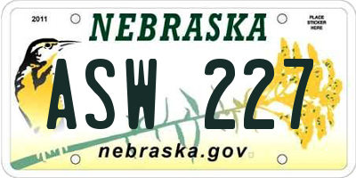 NE license plate ASW227
