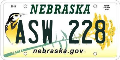 NE license plate ASW228