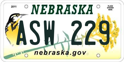 NE license plate ASW229