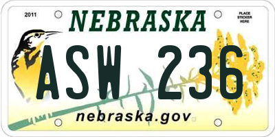 NE license plate ASW236