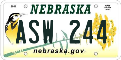 NE license plate ASW244