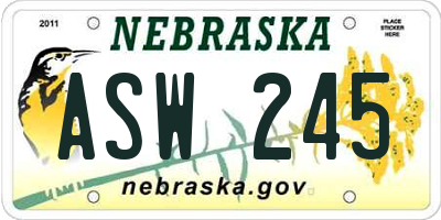 NE license plate ASW245