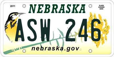 NE license plate ASW246