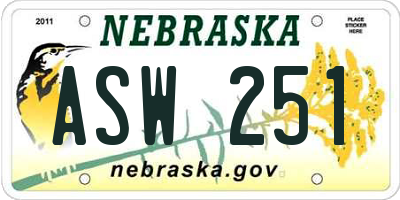NE license plate ASW251
