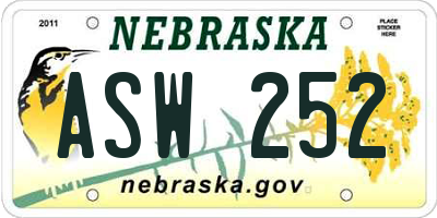 NE license plate ASW252