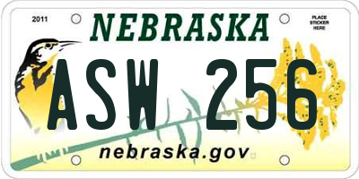 NE license plate ASW256