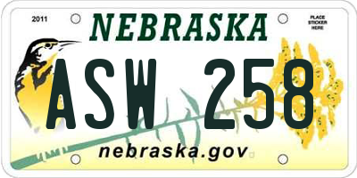NE license plate ASW258