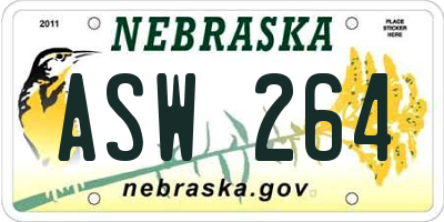 NE license plate ASW264