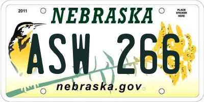 NE license plate ASW266