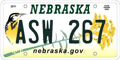 NE license plate ASW267