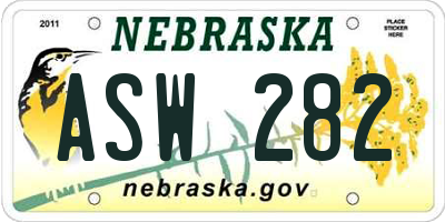 NE license plate ASW282