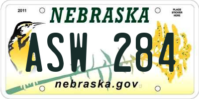 NE license plate ASW284