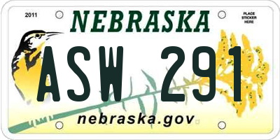 NE license plate ASW291