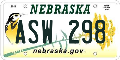NE license plate ASW298