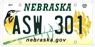 NE license plate ASW301