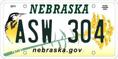 NE license plate ASW304