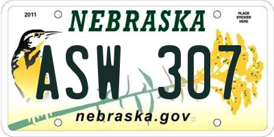 NE license plate ASW307