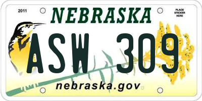 NE license plate ASW309