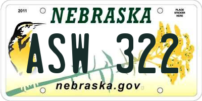 NE license plate ASW322