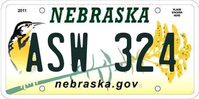 NE license plate ASW324