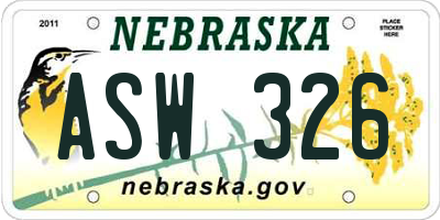 NE license plate ASW326