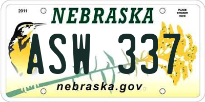 NE license plate ASW337