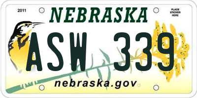 NE license plate ASW339