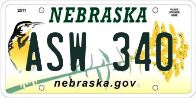 NE license plate ASW340