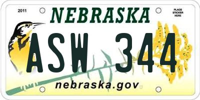 NE license plate ASW344
