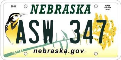 NE license plate ASW347