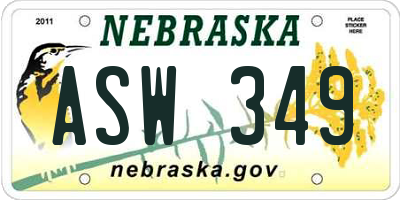 NE license plate ASW349