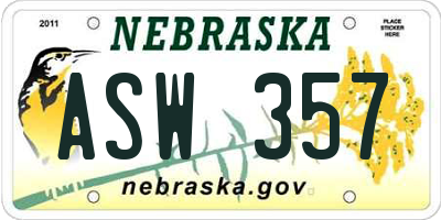NE license plate ASW357