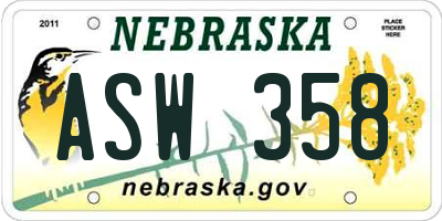 NE license plate ASW358