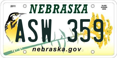 NE license plate ASW359