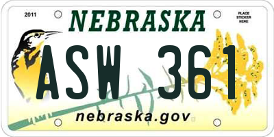 NE license plate ASW361